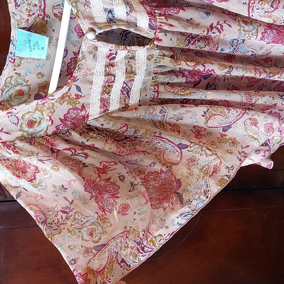 Dusty pink floral blouse with butterfly sleeves, M - Picture 3 of 3